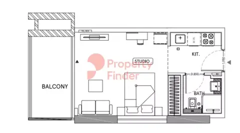 Plattegrond van Studio in Binghatti Lavender