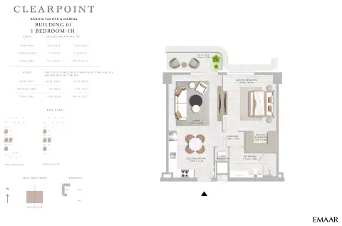 Plattegrond van 1 slaapkamer in Clearpoint