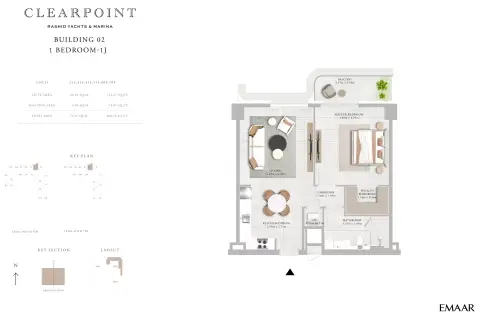 Plattegrond van 1 slaapkamer in Clearpoint