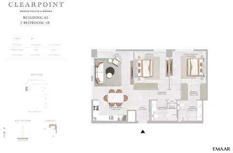 Plattegrond van 2 slaapkamers in Clearpoint