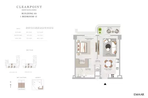 Plattegrond van 1 slaapkamer in Clearpoint