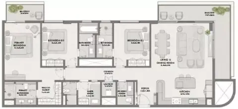 Plattegrond van 3 slaapkamers in Elara