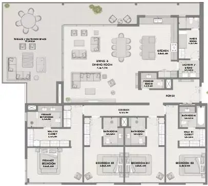 Plattegrond van 4 slaapkamers in Elara