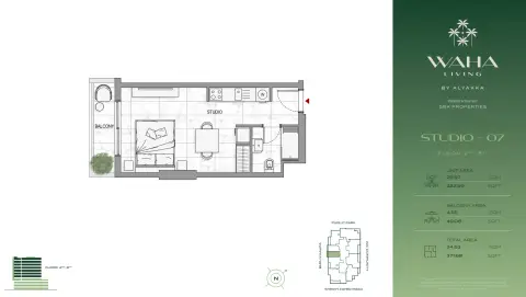 Plattegrond van Studio in Waha Living