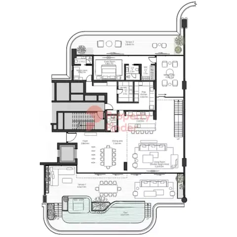 Plattegrond van 4 slaapkamers in Orla Infinity