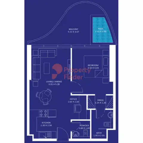 Plattegrond van 1 slaapkamer in Oceanz Phase 3 By Danube
