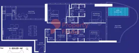 Plattegrond van 3 slaapkamers in Oceanz Phase 3 By Danube