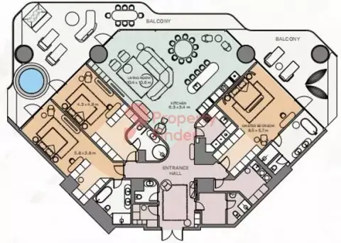 Plattegrond van 3 slaapkamers in Eywa