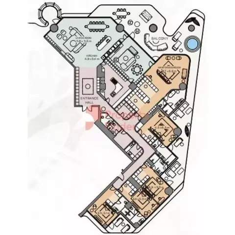 Plattegrond van 5 slaapkamers in Eywa