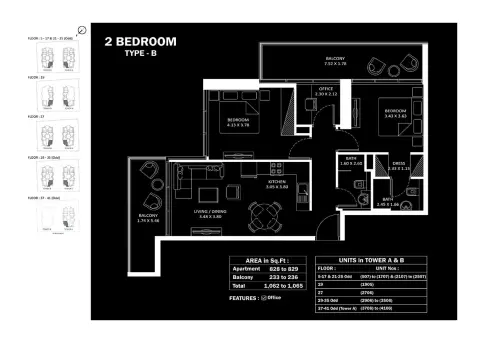 Plattegrond van 2 slaapkamers in Elitz Phase 2 By Danube