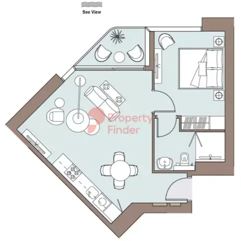 Plattegrond van 1 slaapkamer in Nautica Phase 2 Select Group