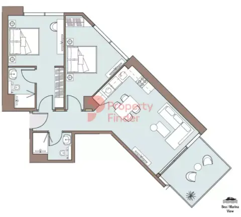 Plattegrond van 2 slaapkamers in Nautica Phase 2 Select Group