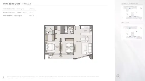 Plattegrond van 2 slaapkamers in Terrazzo Residences