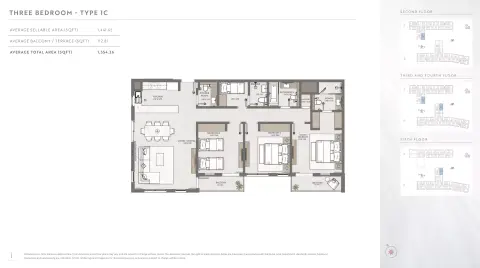 Plattegrond van 3 slaapkamers in Terrazzo Residences