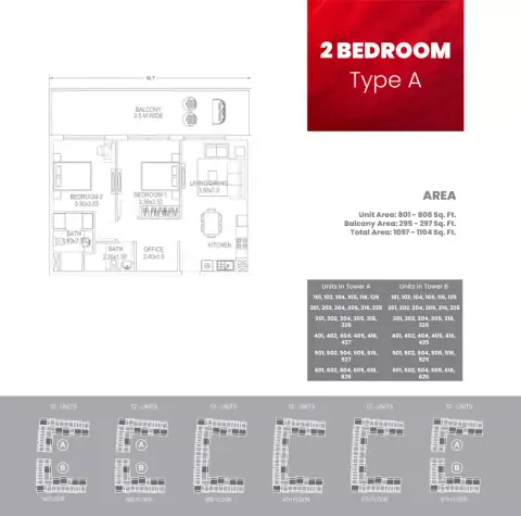 Plattegrond van 2 slaapkamers in Petalz by Danube