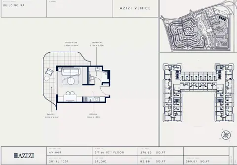 Plattegrond van Studio in Azizi Venice 9