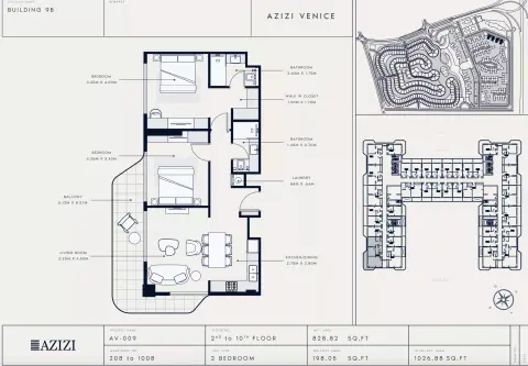 Plattegrond van 2 slaapkamers in Azizi Venice 9