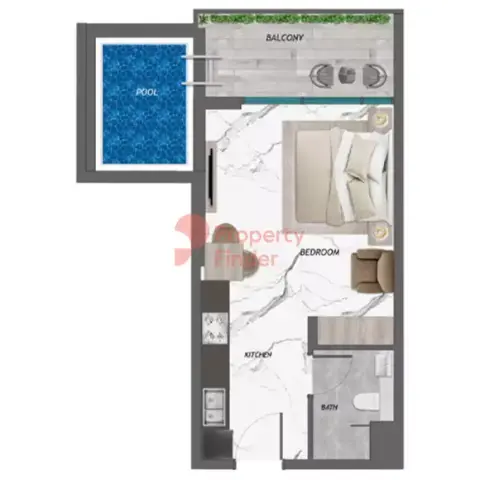 Plattegrond van Studio in Samana Manhattan