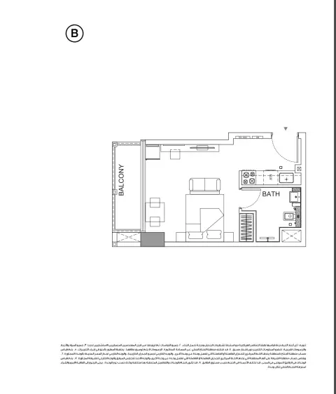 Plattegrond van Studio in Binghatti Tulip