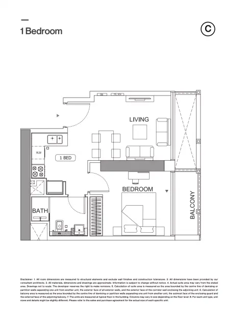 Plattegrond van 1 slaapkamer in Binghatti Tulip