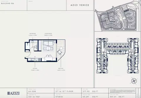 Plattegrond van Studio in Azizi Venice 8