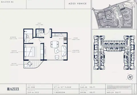 Plattegrond van 1 slaapkamer in Azizi Venice 8