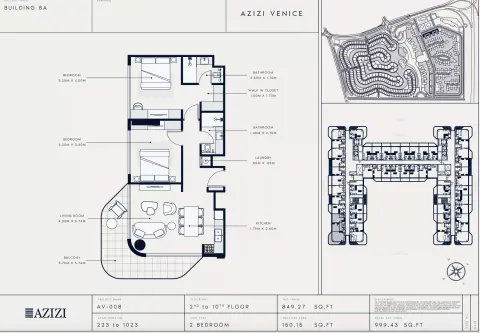 Plattegrond van 2 slaapkamers in Azizi Venice 8