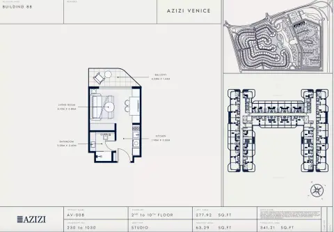 Plattegrond van Studio in Azizi Venice 8