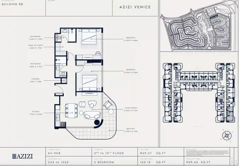 Plattegrond van 2 slaapkamers in Azizi Venice 8