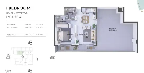 Plattegrond van 1 slaapkamer in Olivia Residences