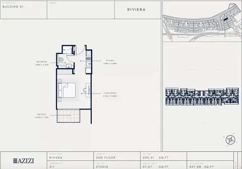 Plattegrond van Studio in Azizi Riviera 61