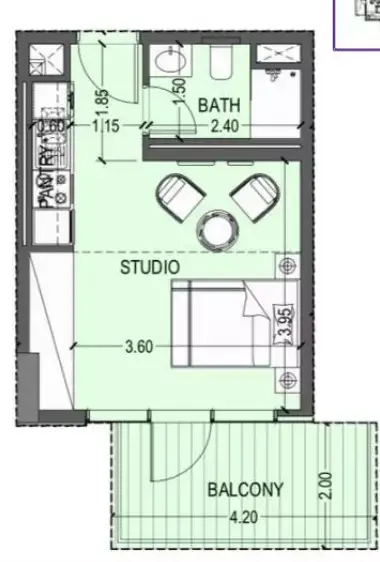 Plattegrond van Studio in Violet Tower