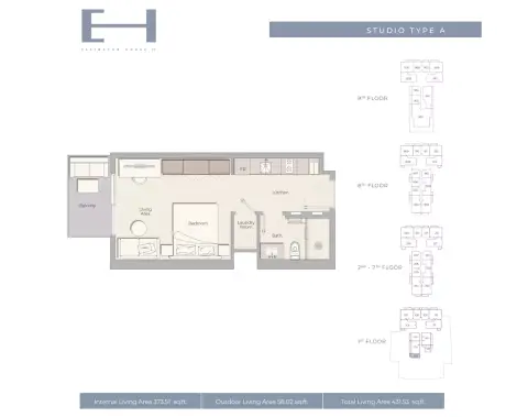 Plattegrond van Studio in Ellington House Phase 4 By Ellington Properties