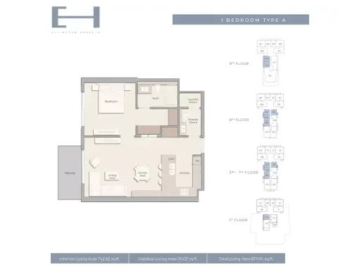 Plattegrond van 1 slaapkamer in Ellington House Phase 4 By Ellington Properties