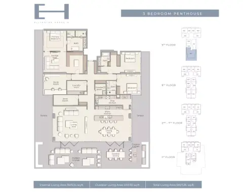 Plattegrond van 3 slaapkamers in Ellington House Phase 4 By Ellington Properties