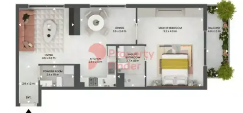 Plattegrond van 1 slaapkamer in Weybridge Gardens By Leos Developments