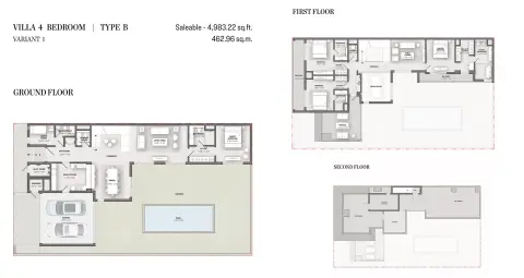 Plattegrond van 4 slaapkamers in Sobha Reserve Villas