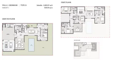 Plattegrond van 5 slaapkamers in Sobha Reserve Villas