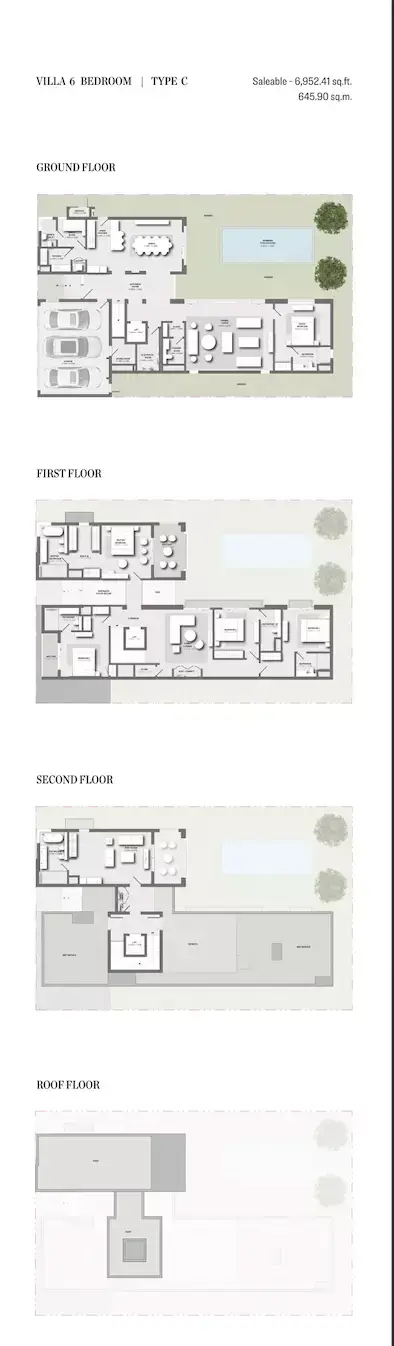 Plattegrond van 6 slaapkamers in Sobha Reserve Villas
