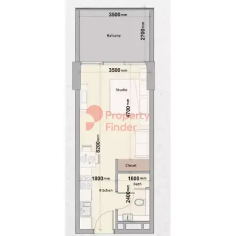 Plattegrond van Studio in Nas 3 Residence