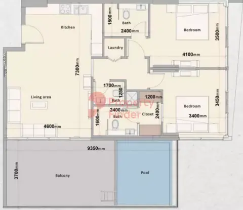 Plattegrond van 2 slaapkamers in Nas 3 Residence