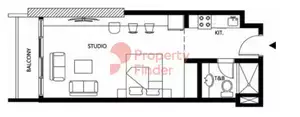 Plattegrond van Studio in Binghatti Galaxy