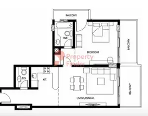 Plattegrond van 1 slaapkamer in Binghatti Galaxy