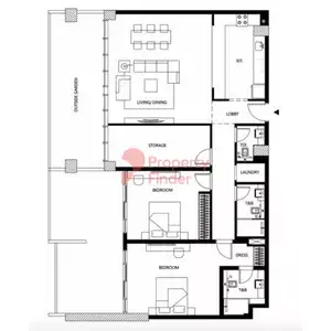 Plattegrond van 2 slaapkamers in Binghatti Galaxy