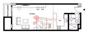 Plattegrond van Studio in Binghatti Galaxy