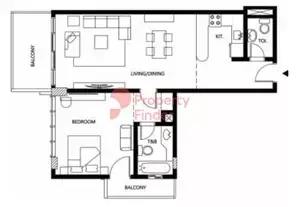 Plattegrond van 1 slaapkamer in Binghatti Galaxy