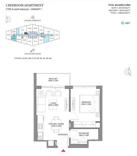 Plattegrond van 1 slaapkamer in 330 Riverside Crescent