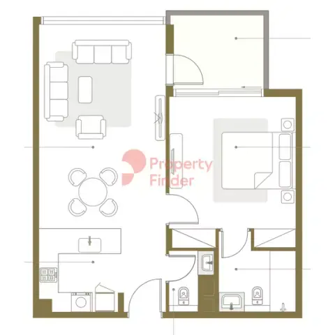 Plattegrond van 1 slaapkamer in Rosalia Residences