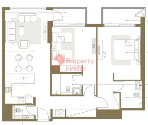 Plattegrond van 2 slaapkamers in Rosalia Residences