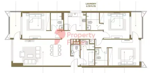 Plattegrond van 3 slaapkamers in Rosalia Residences